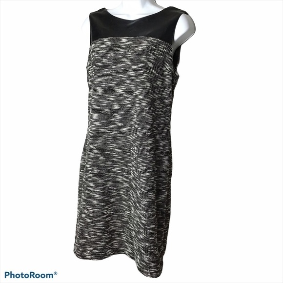 Cynthia Rowley Black Tweed Vegan Leather Dress - Picture 1 of 7